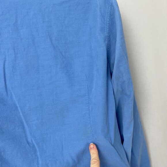 Vintage Talbots Corduroy Button Up Top Medium Blue Pin Tuck Pleat Fine Wale Y2K - Picture 6 of 13